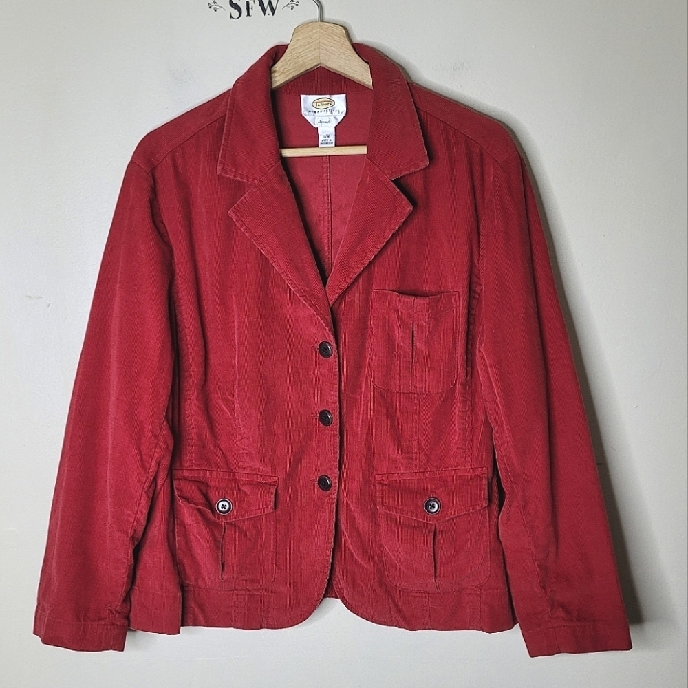 Talbots Vintage Red Corduroy Jacket Size 16W Petite - Picture 2 of 8